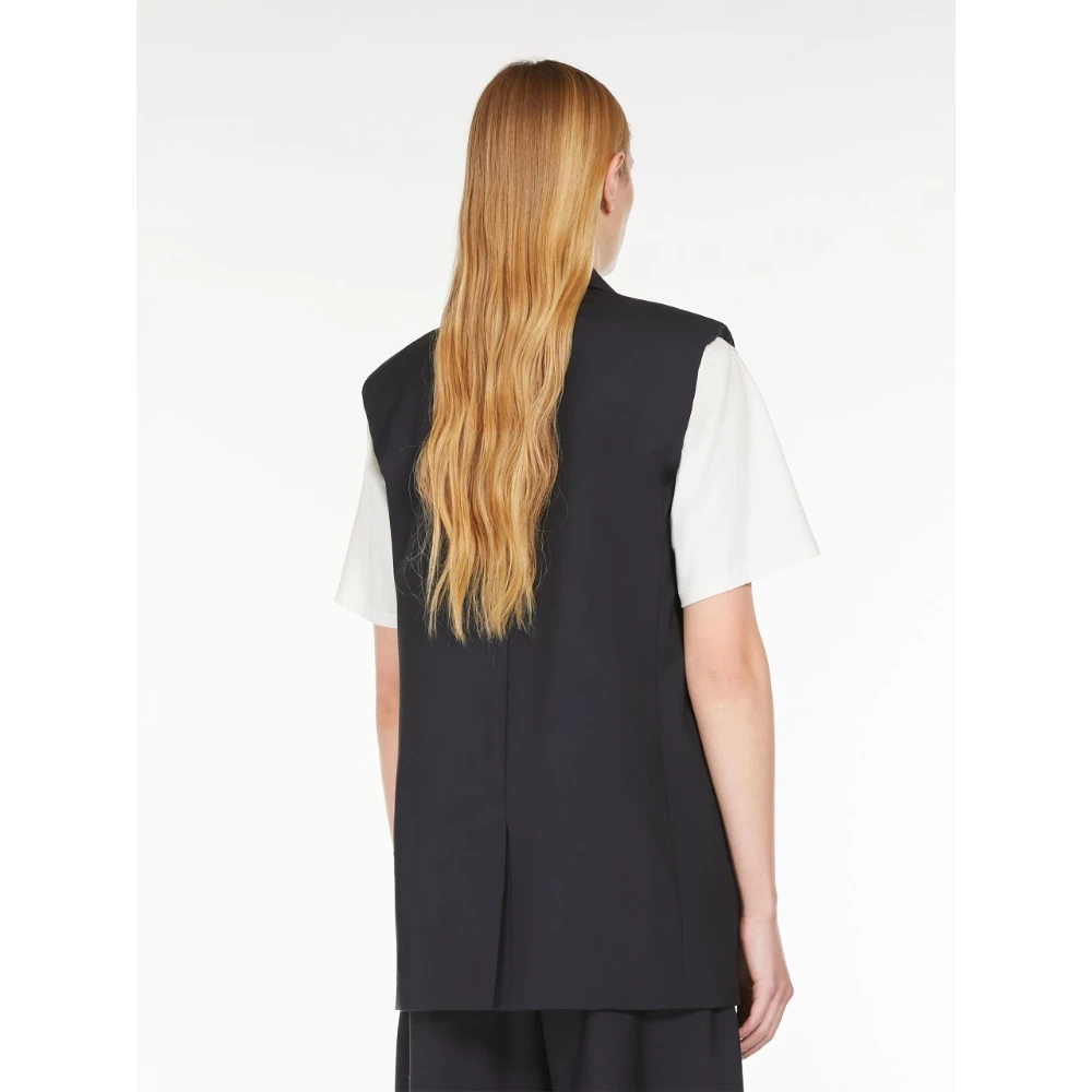 Max Mara Weekend Blauwe Wollen Stretch Canvas Jas Blue Dames