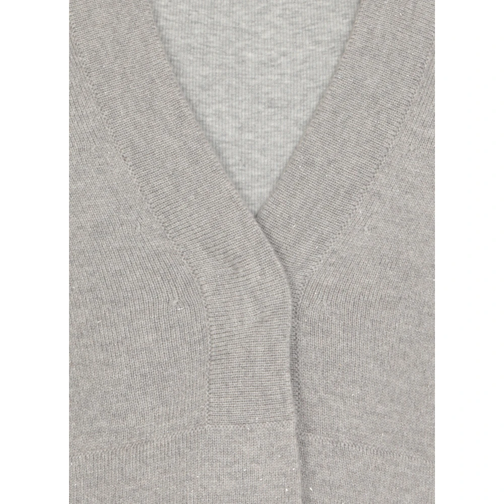 PESERICO Grijze Wollen Vest V-Hals Trui Gray Dames