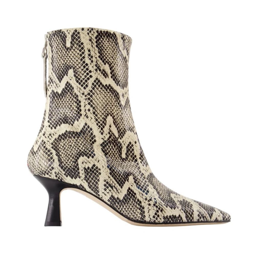 Aeyde Women's Snake Print Leather Pointed Toe Boots