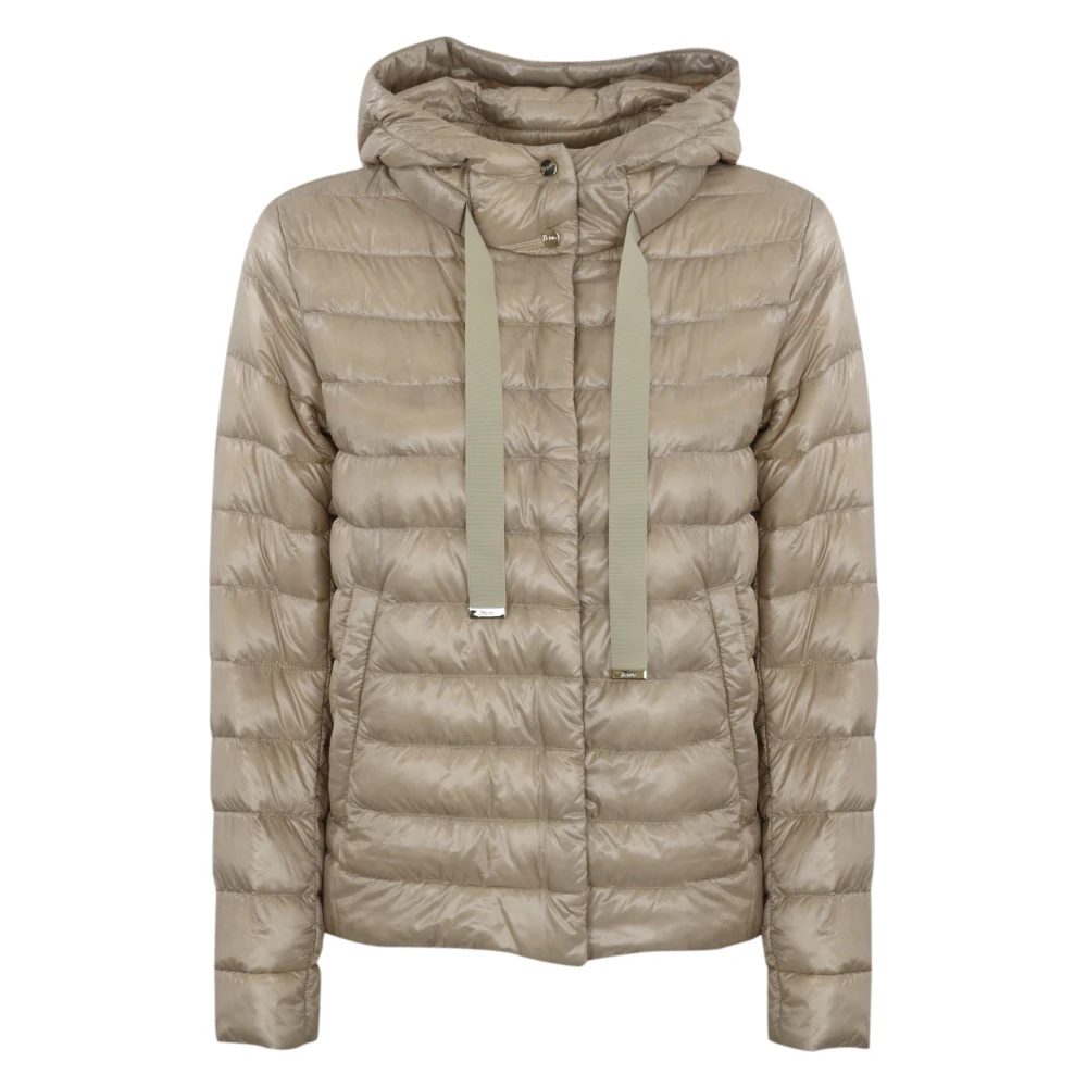 Herno Kvinno Beige Jackor Dam, 3XL, Quiltad Pufferjacka Med Huva