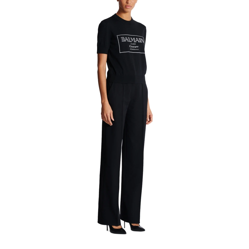 Balmain Couture tweekleurige gebreide top Black Dames
