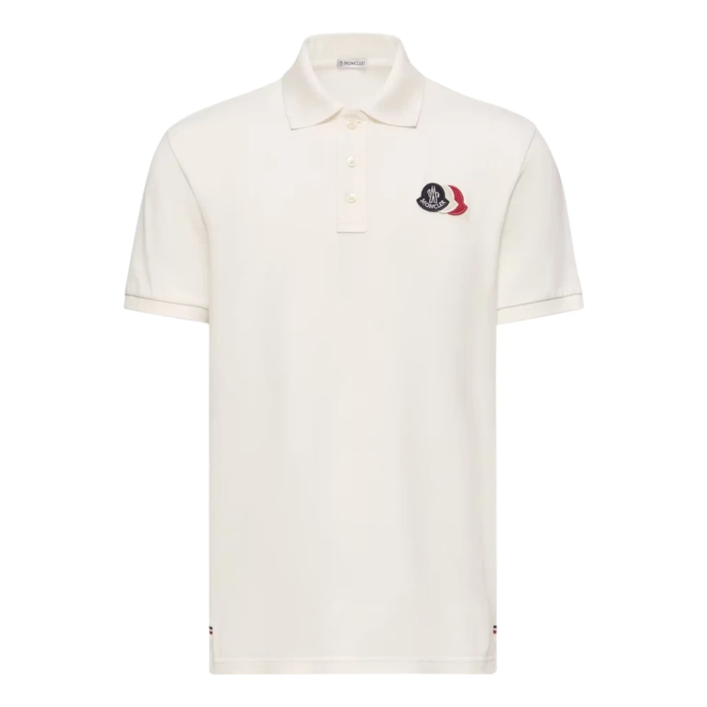 Moncler Men's White Logo Patch Cotton Piqué Polo Shirt - Polo Shirts - S - Tops