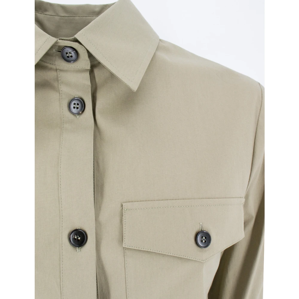 Antonelli Firenze Stretch Katoen Overhemdkraag Jurk Green Dames