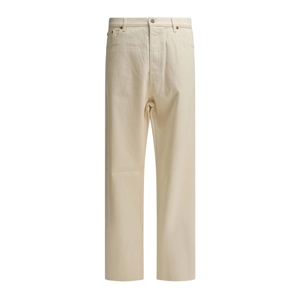 Valentino Herr Vit Jeans W34, Bomull, Straight Leg Cotton Twill Pants