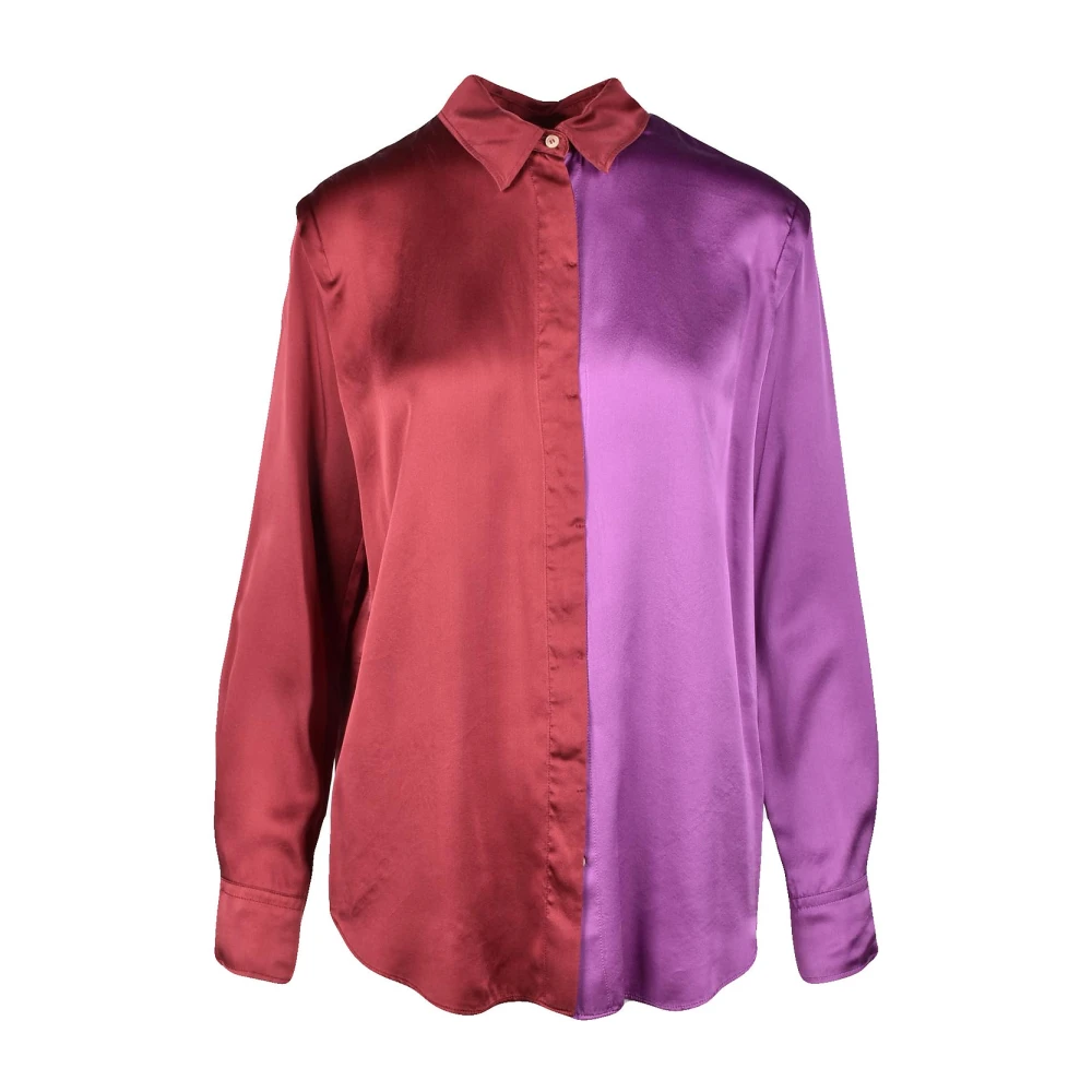 Forte Elegante Viola Bordeaux Zijden Shirt Purple Dames