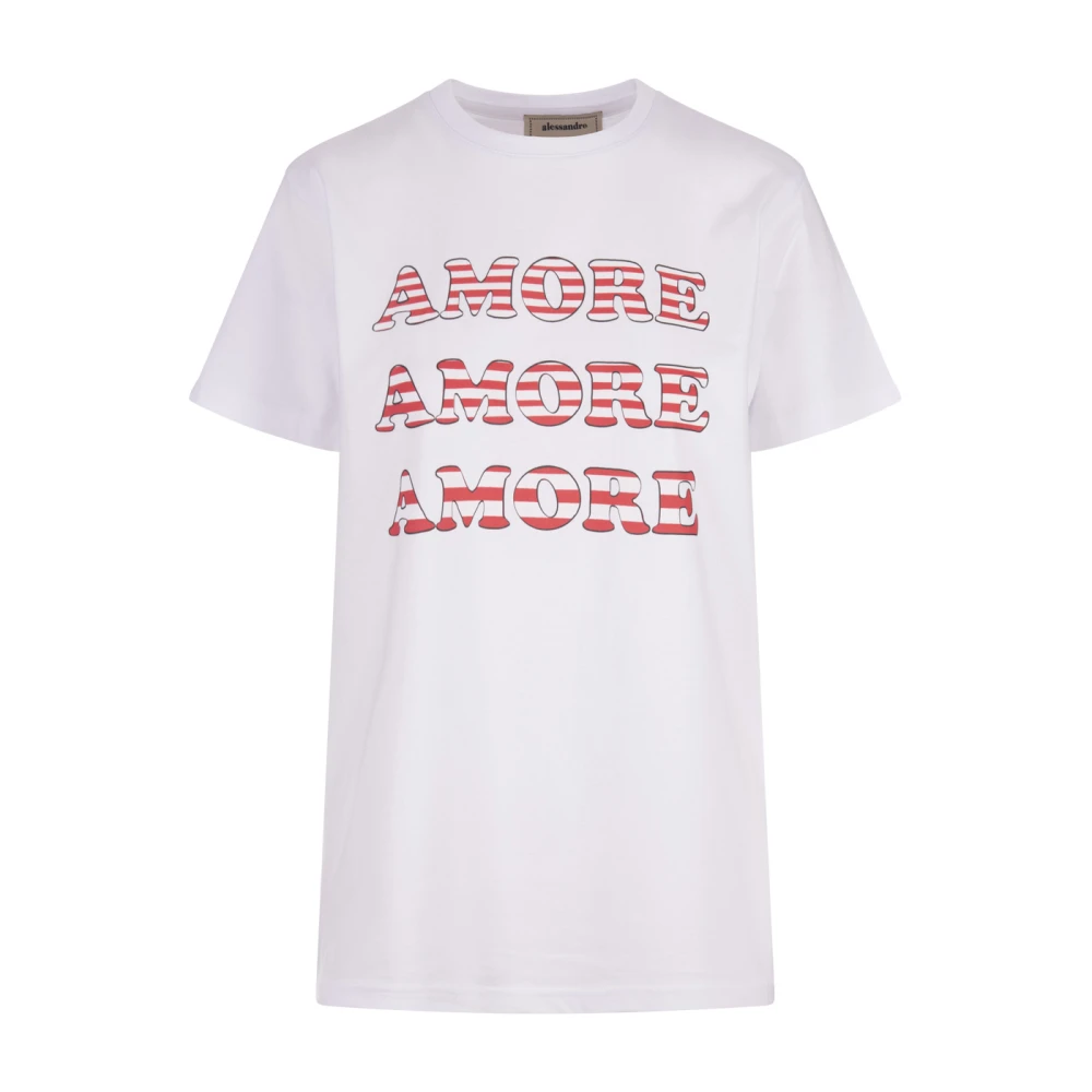 Alessandro Enriquez Amore Print Wit Katoenen T-shirt White Dames