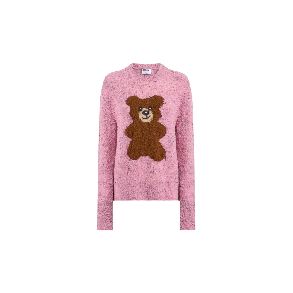 Moschino Donna Rosa - Maglione In Misto Lana Bouclé Con Orsetto - Knitwear - 2XS