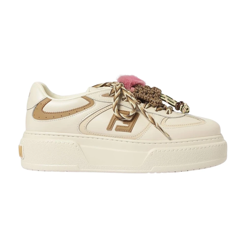 Fendi Women's Beige Sneakers, 7 Uk, Platform Trainers