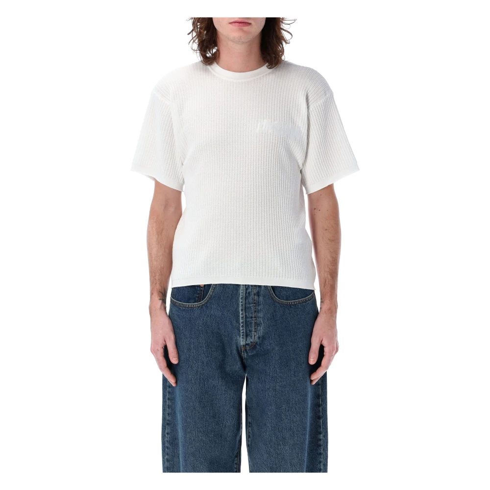 Magliano Witte Waffle Tee Geribbelde Ronde Hals Korte Mouwen White Heren