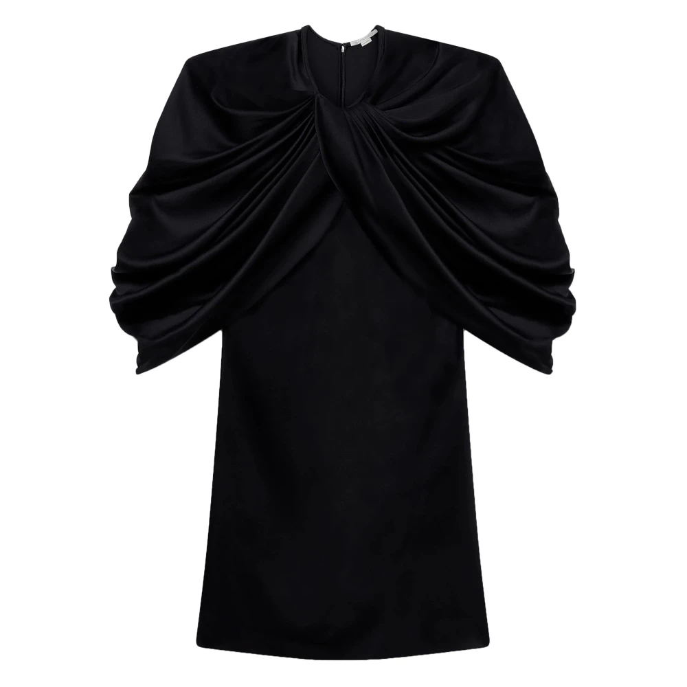 Stella Mccartney Gedrapeerde Satijnen Mini Jurk Black Dames