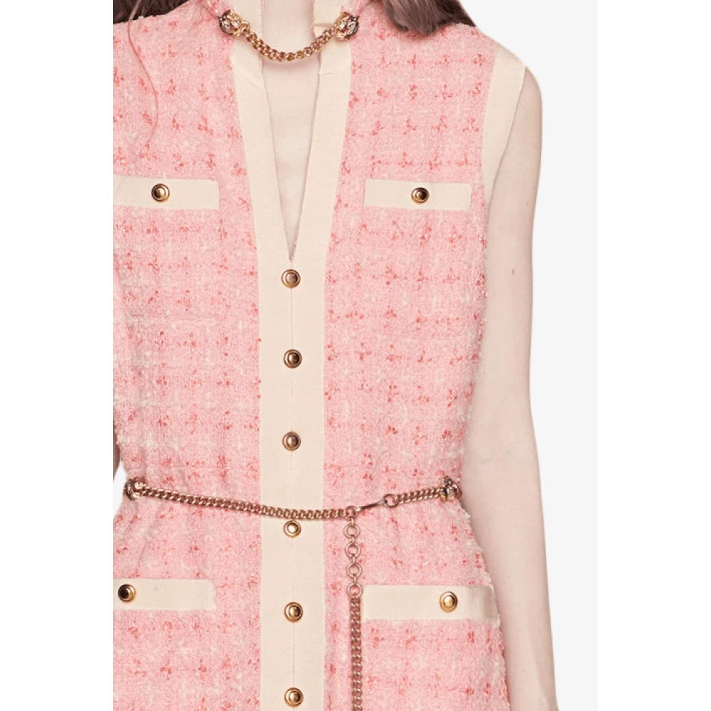 Gucci Korte Tweed Jurk met Kettingriem Pink Dames