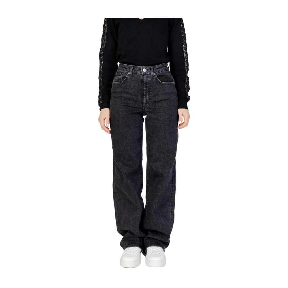 Sort Baggy Jeans med Elastan