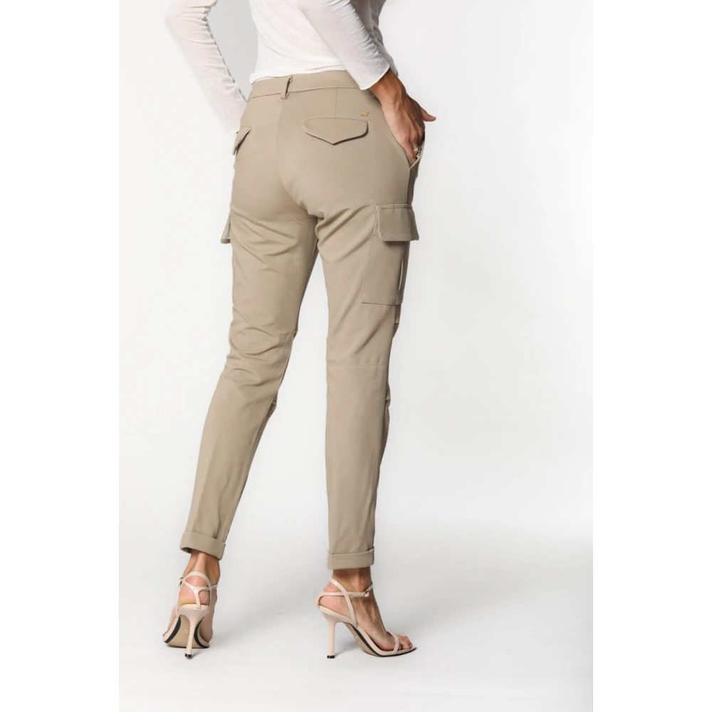 Mason's Cargo broek met curvy pasvorm in technisch jersey Beige Dames