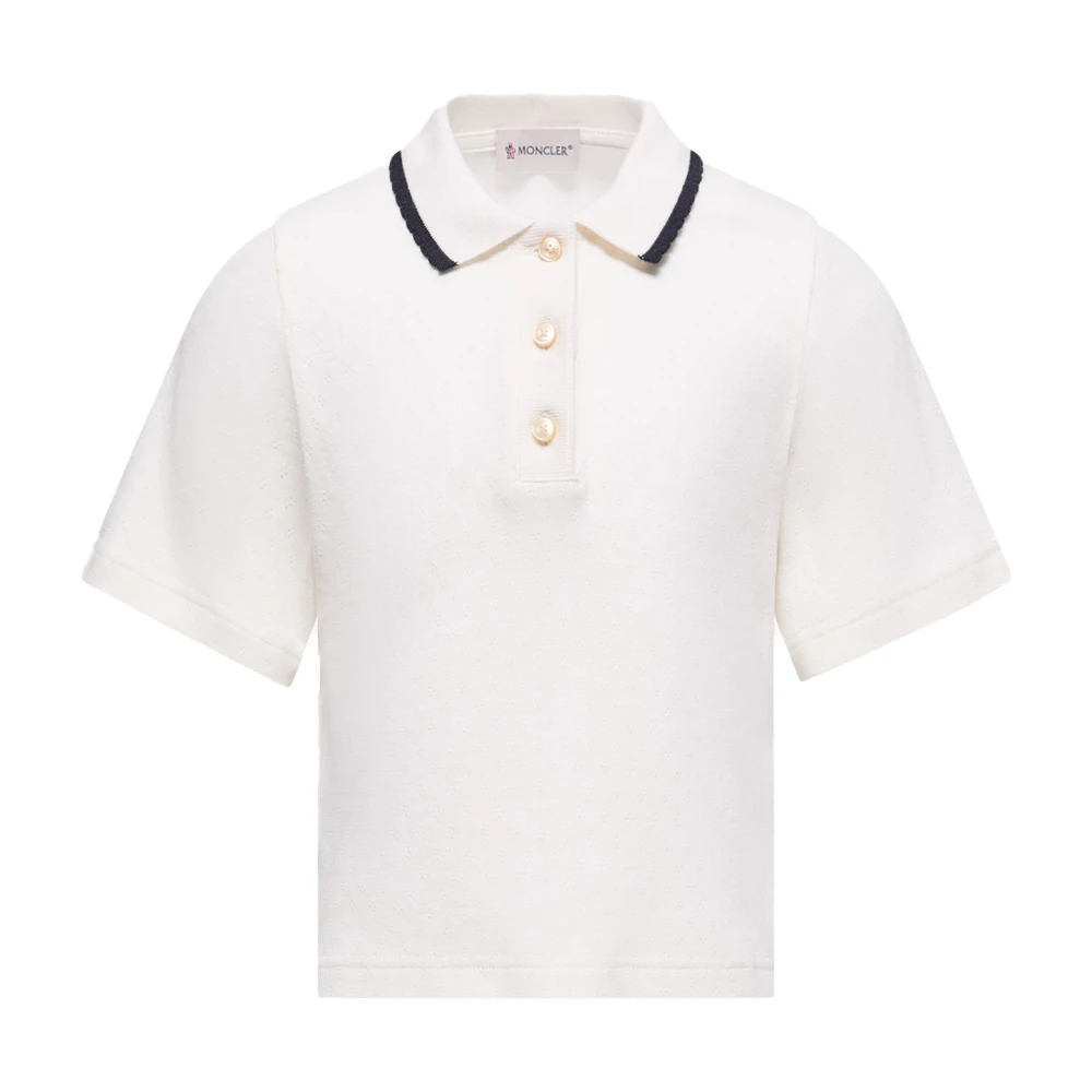 Moncler Girls White Cotton Polo Shirt - Kids Short Sleeve T-Shirts - 8 Y - Kids