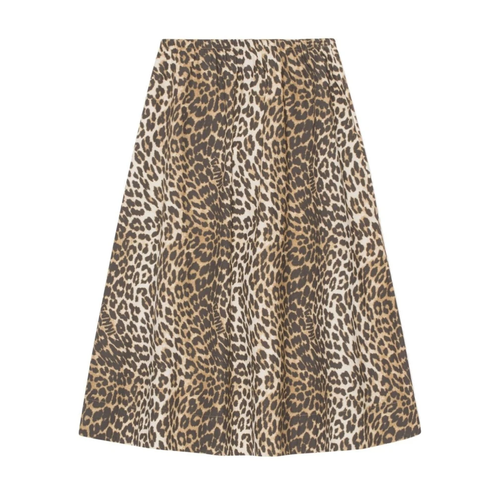 Ganni Leopard tryckt elastisk maxi kjol Brown, Dam