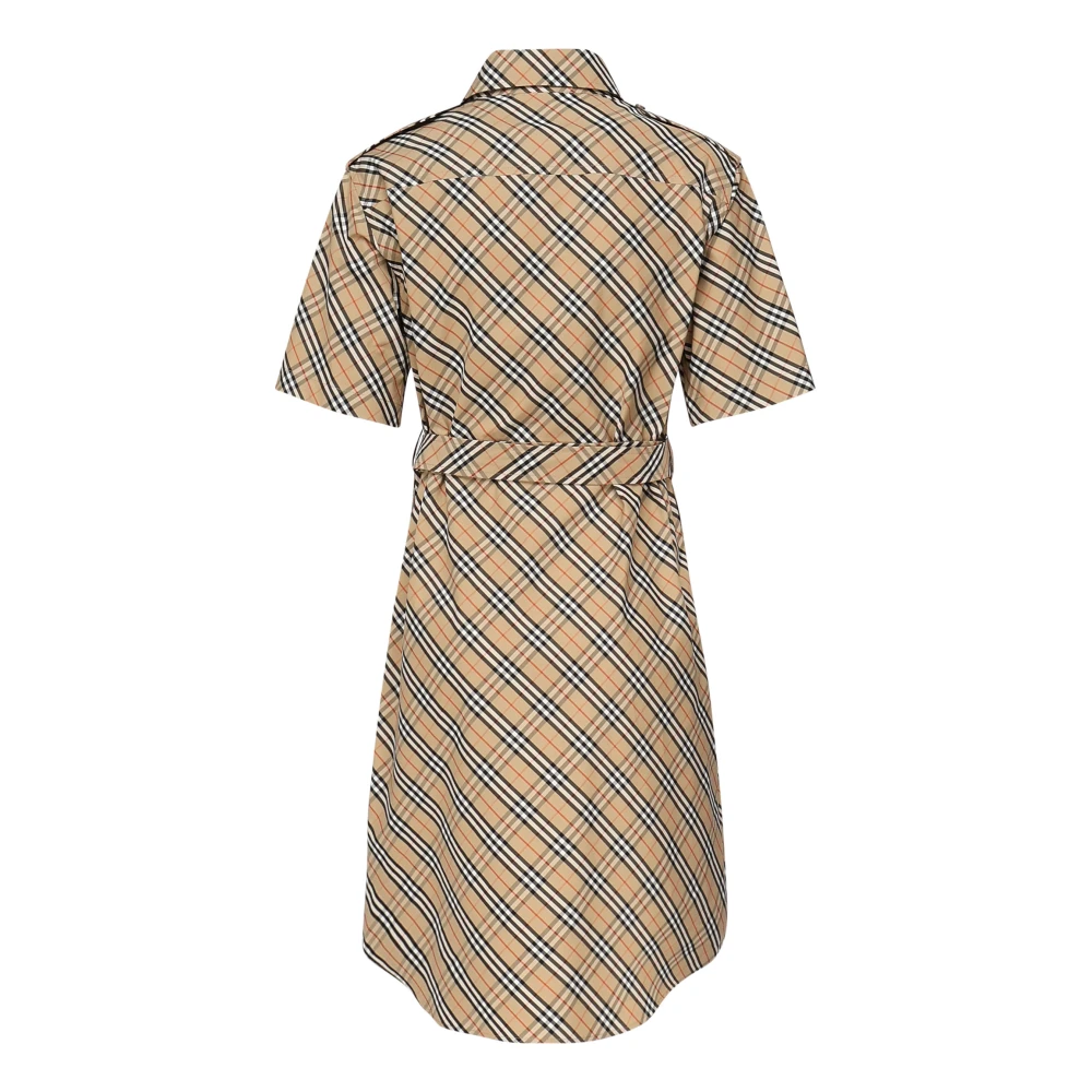 Burberry Beige Jurk met Riem en Knopen Beige Dames