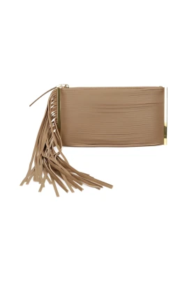Fransad clutch i läder