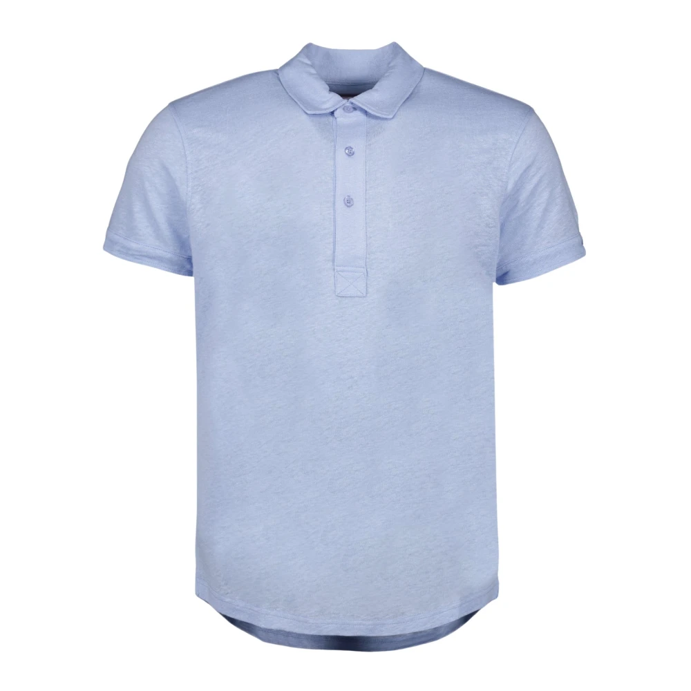 Orlebar Brown Slim Fit Linen Polo Shirt Blue Heren