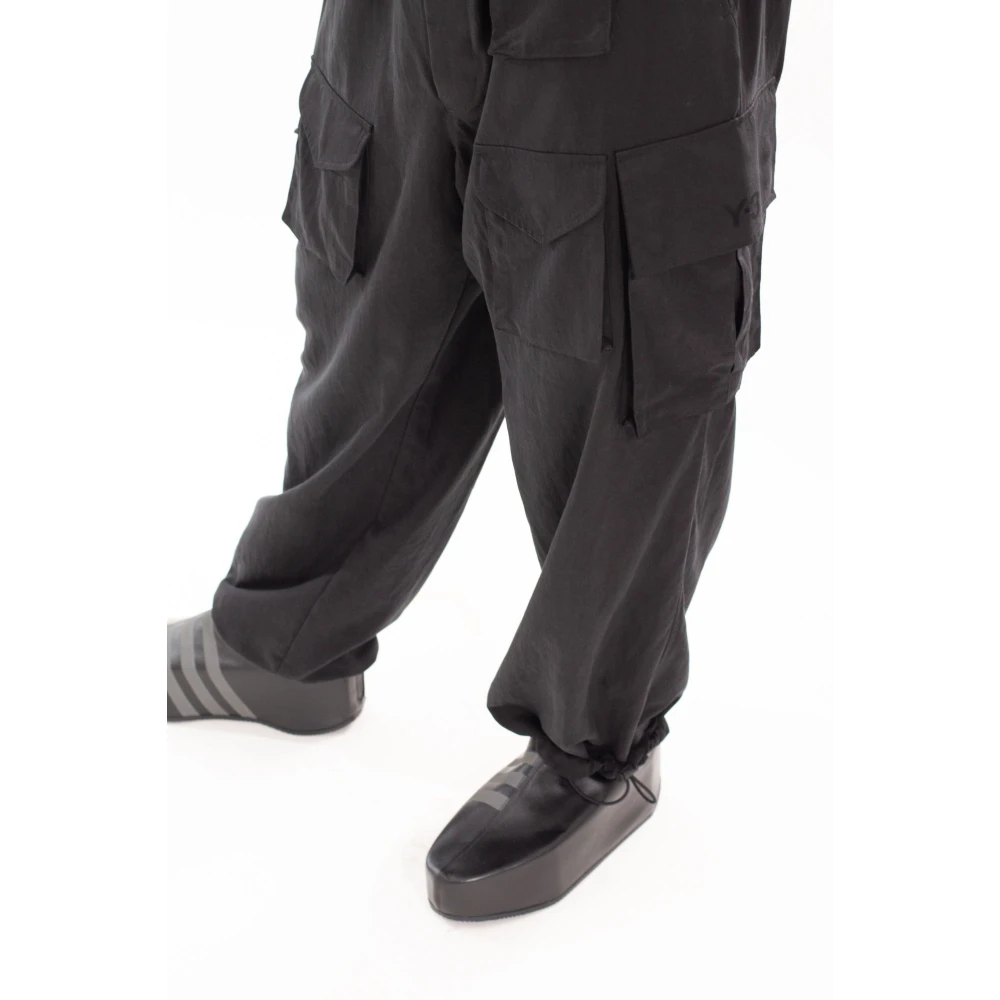 Y-3 Zwarte Twill Cargo Broek Black Heren