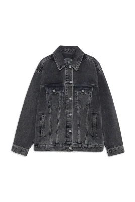 Vintage-inspirerad grå denimjacka