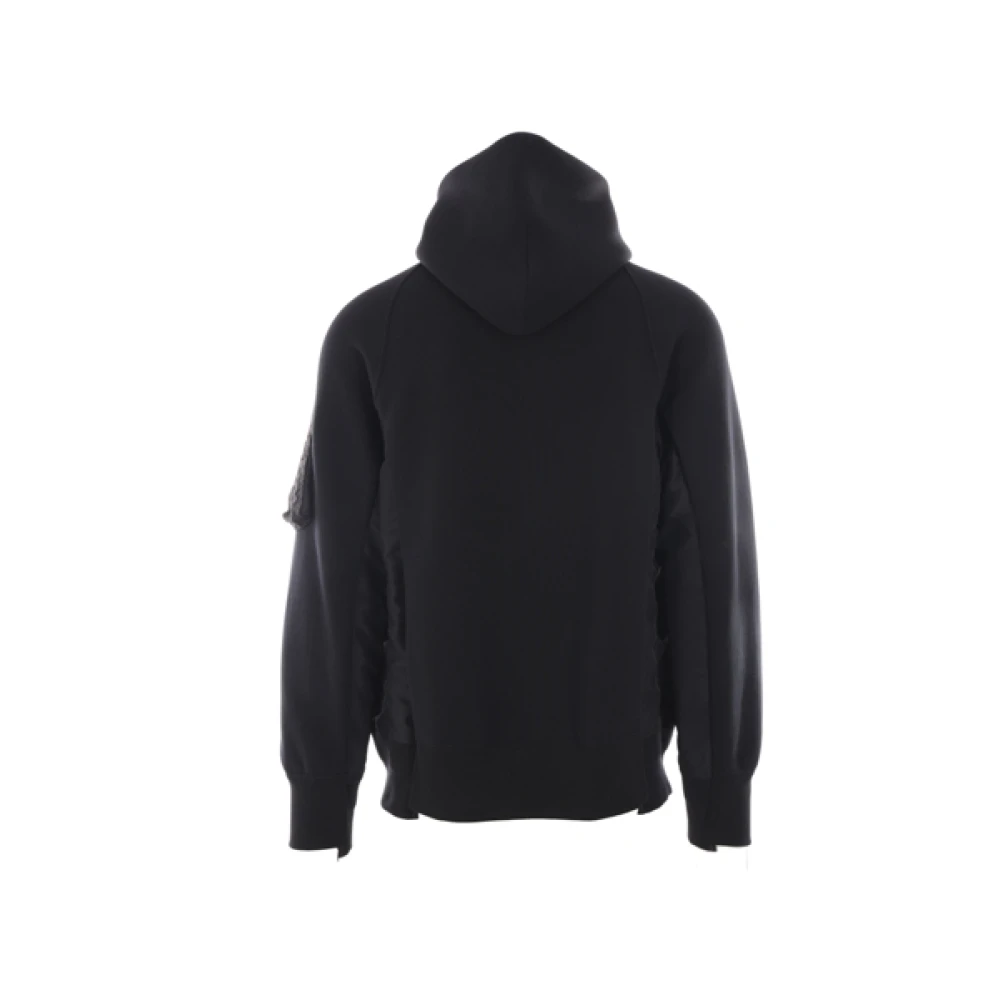 Sacai Zwarte hoodie met nylon inzetstukken Black Heren