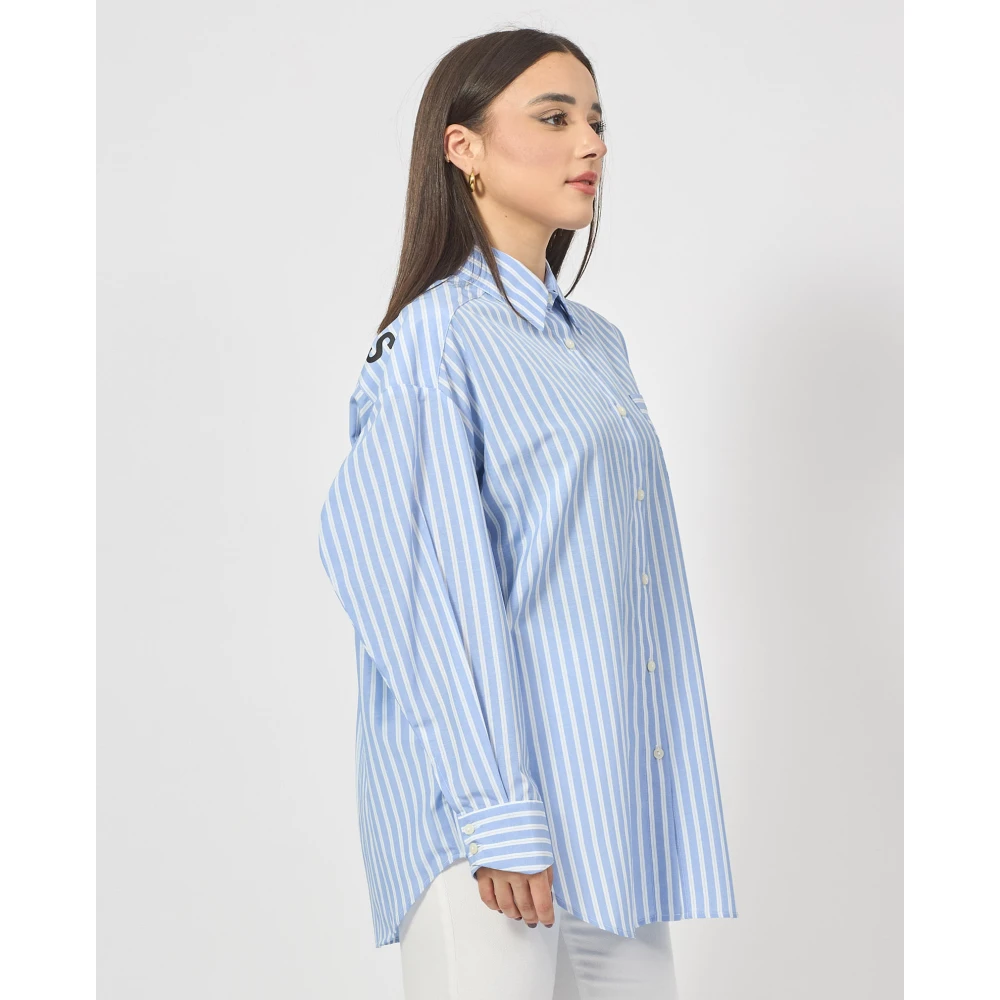 Gaëlle Paris Gestreepte Oversized Damesoverhemd Blauw Blue Dames