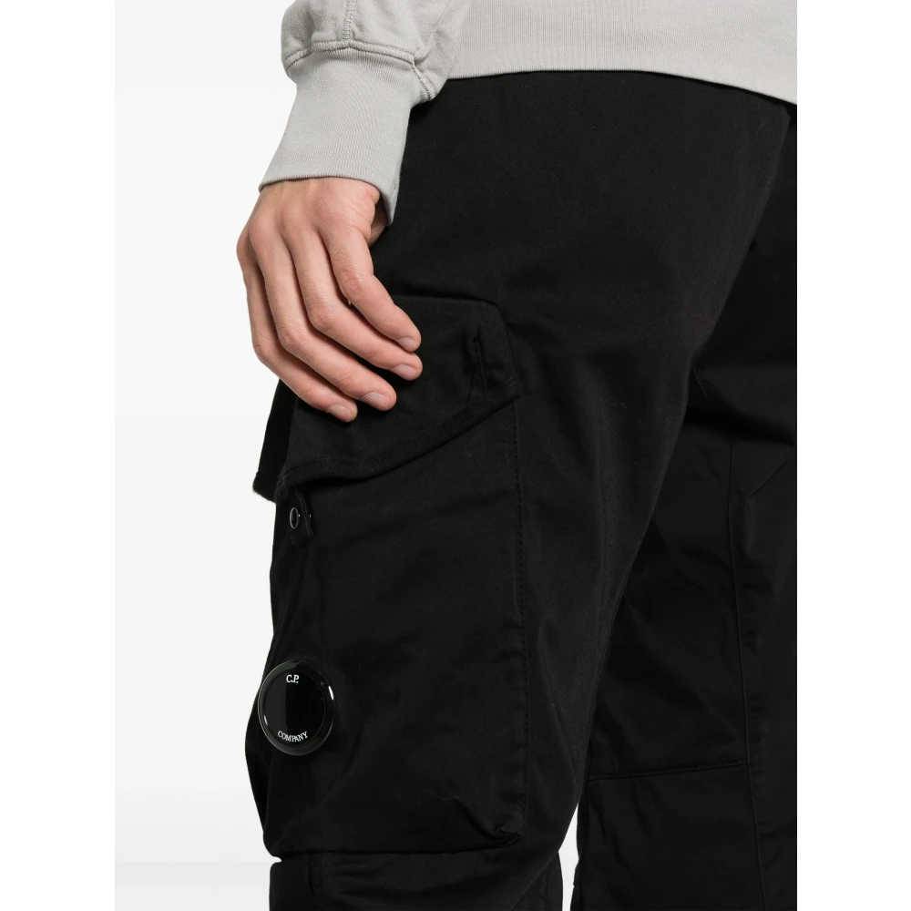 C.P. Company Zwarte Cargo Broek met Drukknoopsluiting Black Heren