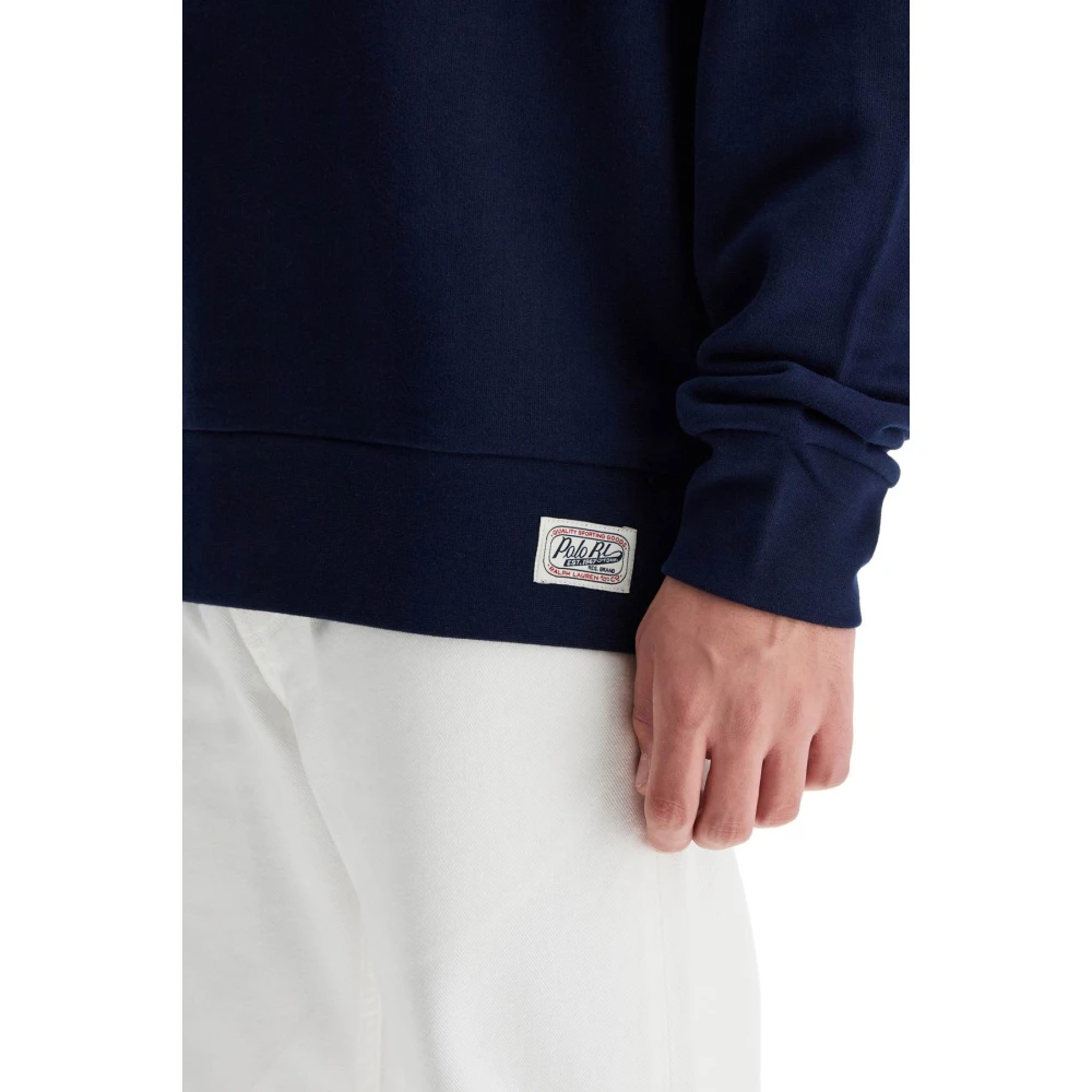 Polo Ralph Lauren Geborduurde Crewneck Sweatshirt met Logopatch Blue Heren