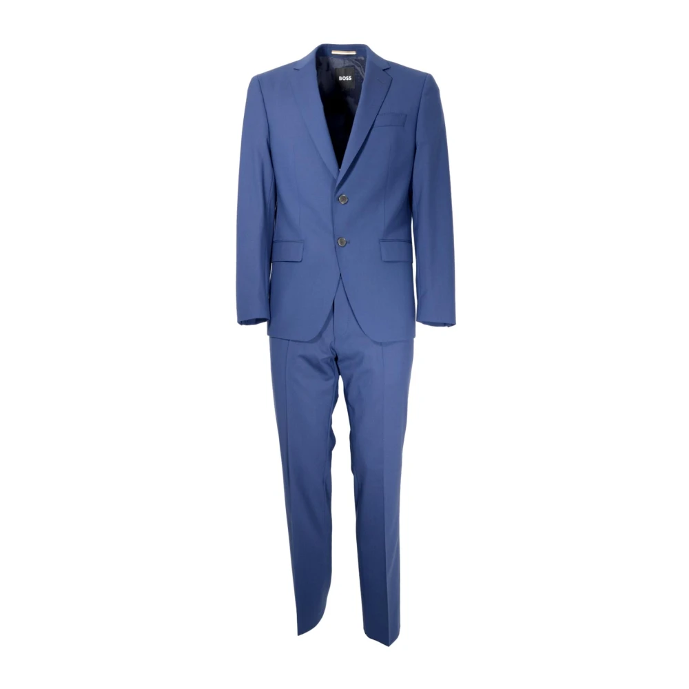 Hugo Boss Slim Fit Elastische Wollen Pak in Blauw Blue Heren