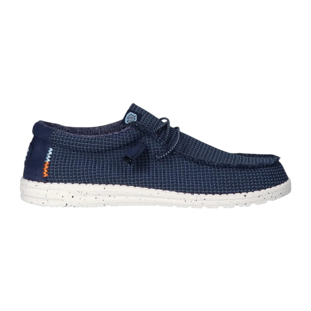 Hey Dude Blue Eco-Leather Men's Moccasins With Logo - Male - Laced Shoes - 7 Uk - Shoes