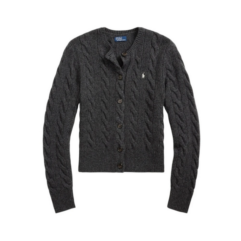 Ralph Lauren Grijze Wol Cashmere Cardigan Sweater Gray Dames