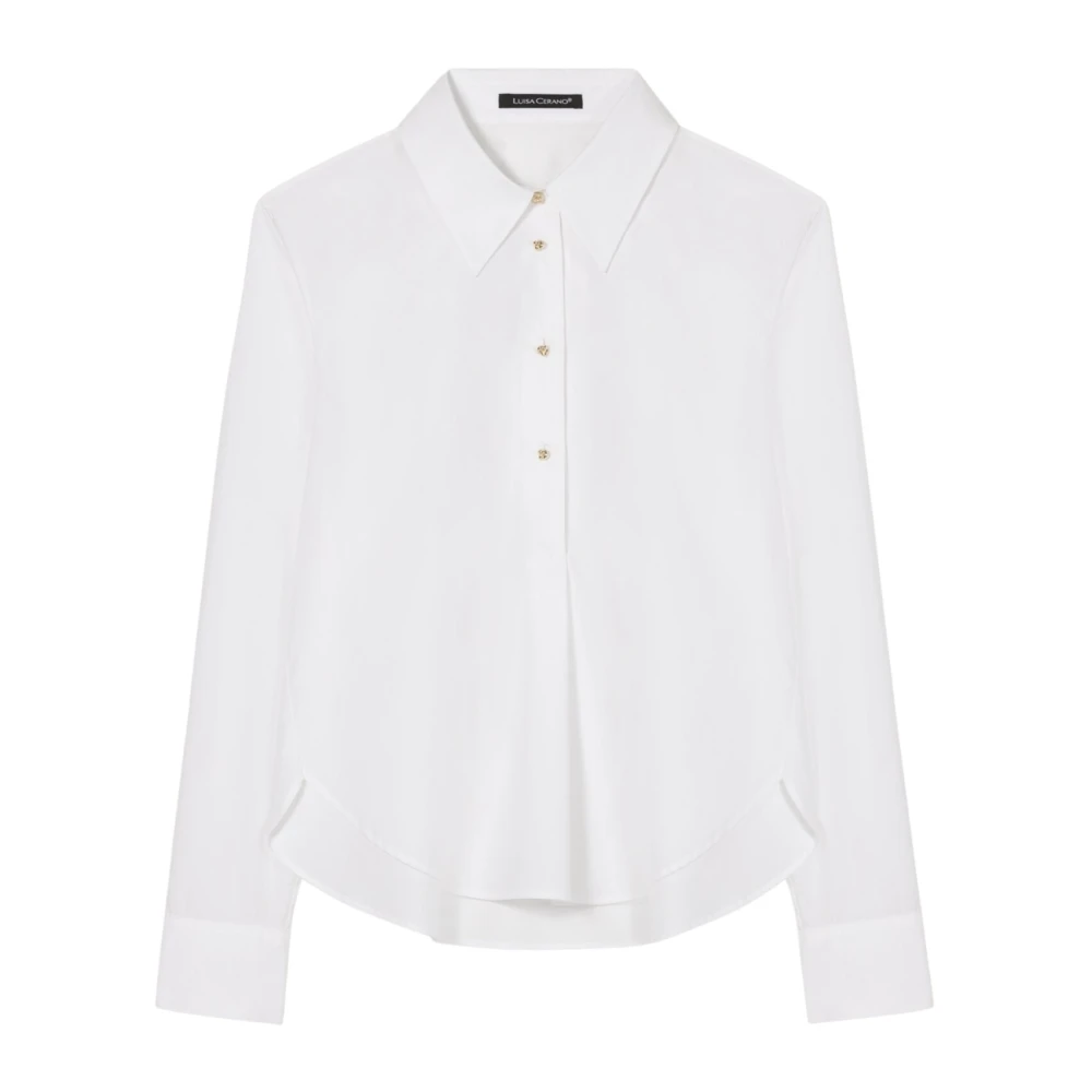 LUISA CERANO Katoenen Tuniekblouse met Gouden Knopen White Dames