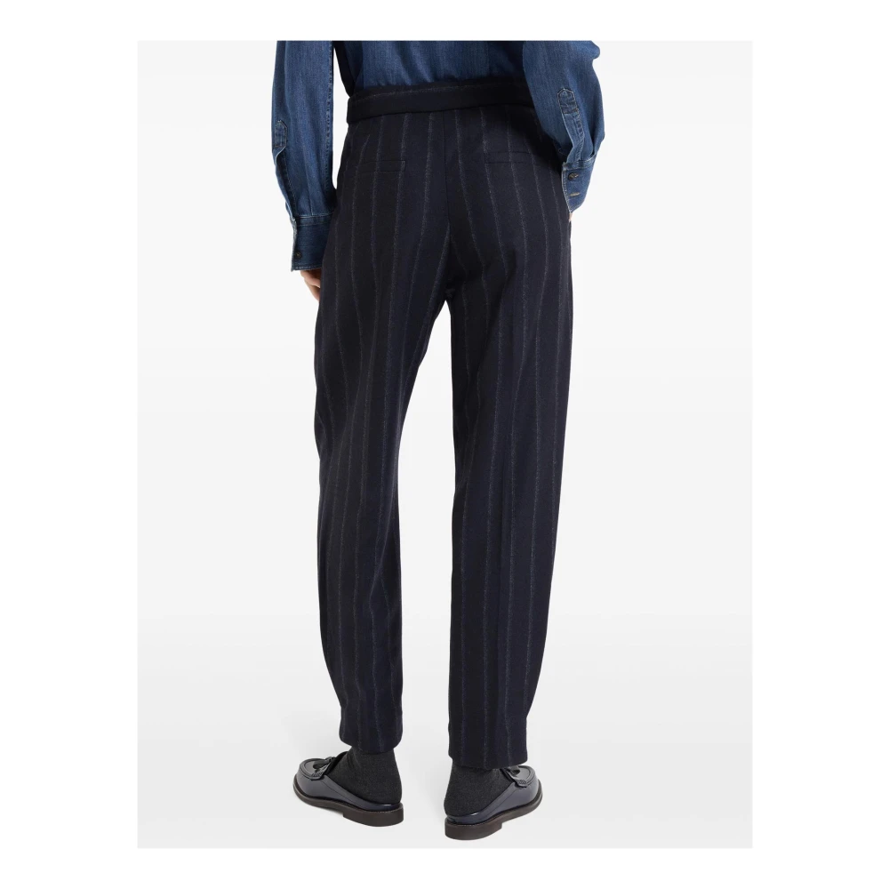 BRUNELLO CUCINELLI Blauwe Wol Pinstripe Broek Blue Dames