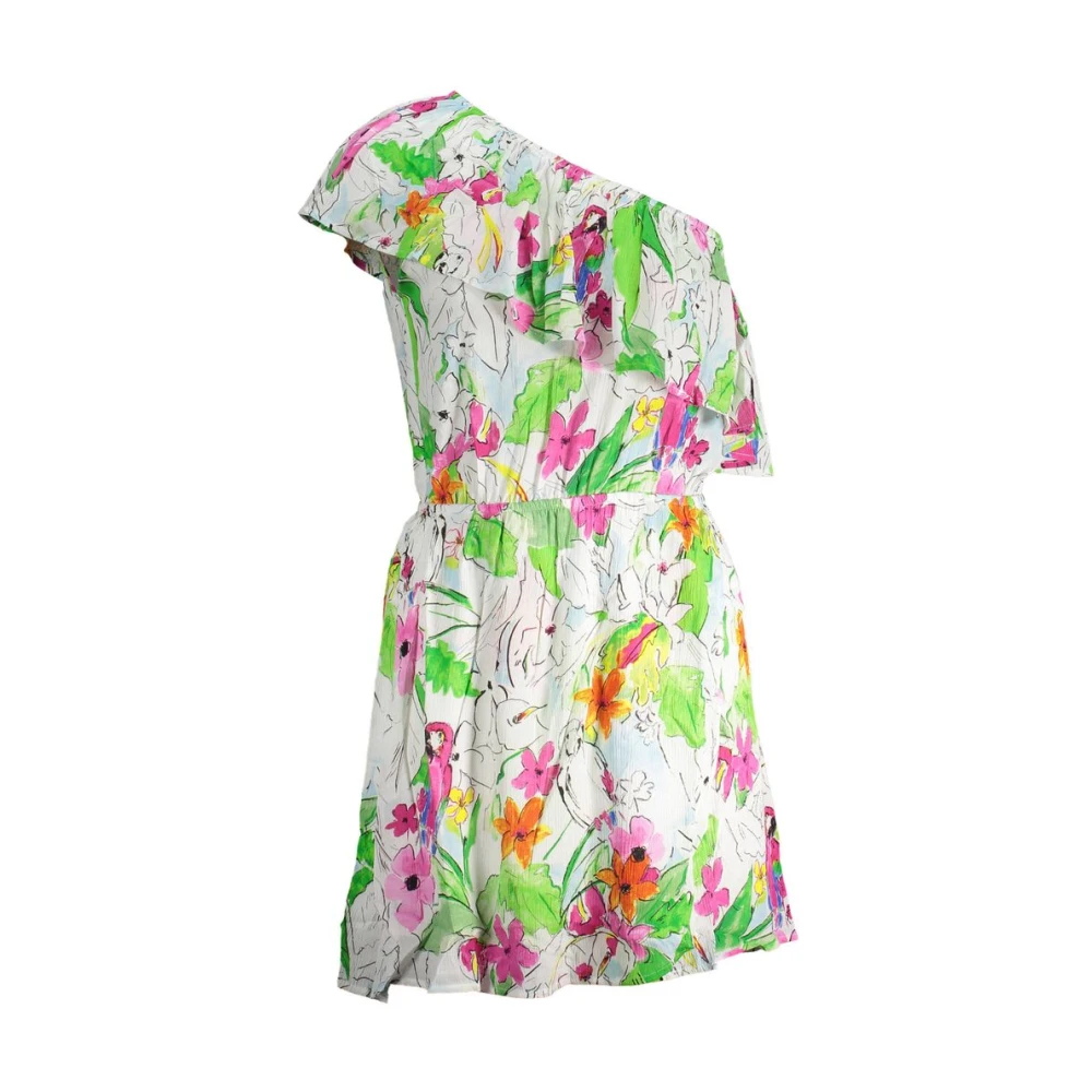 Desigual Vrouw Multicolor Kleedjes Dames, Veelkleurig, S, Witte One-Shoulder Damesjurk