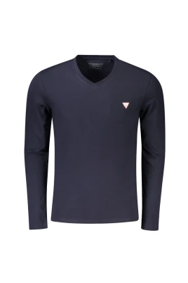 Blå Bomull V-Ringad Logotyp T-Shirt