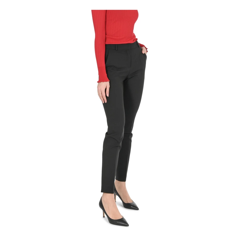 Hugo Boss Stijlvolle Zwarte Wollen Broek Black Dames