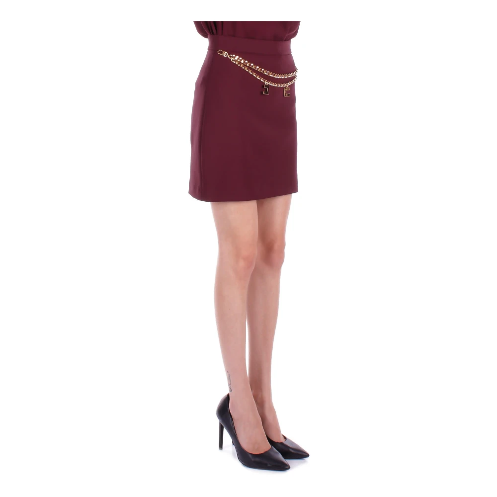 Elisabetta Franchi Bordeaux Rok met Ritssluiting Red Dames