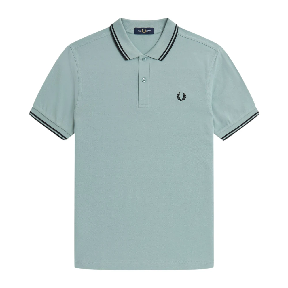 Fred Perry Slim Fit Twin Tipped Polo in Zilverblauw Zwart Blue Heren