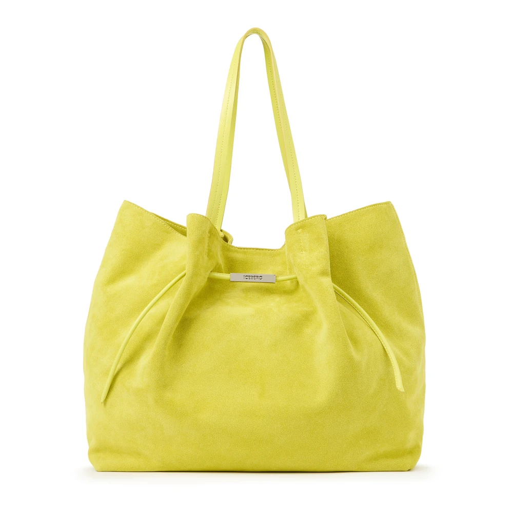 Iceberg Maxi Shopper Tas in Zwart Suède Yellow Dames