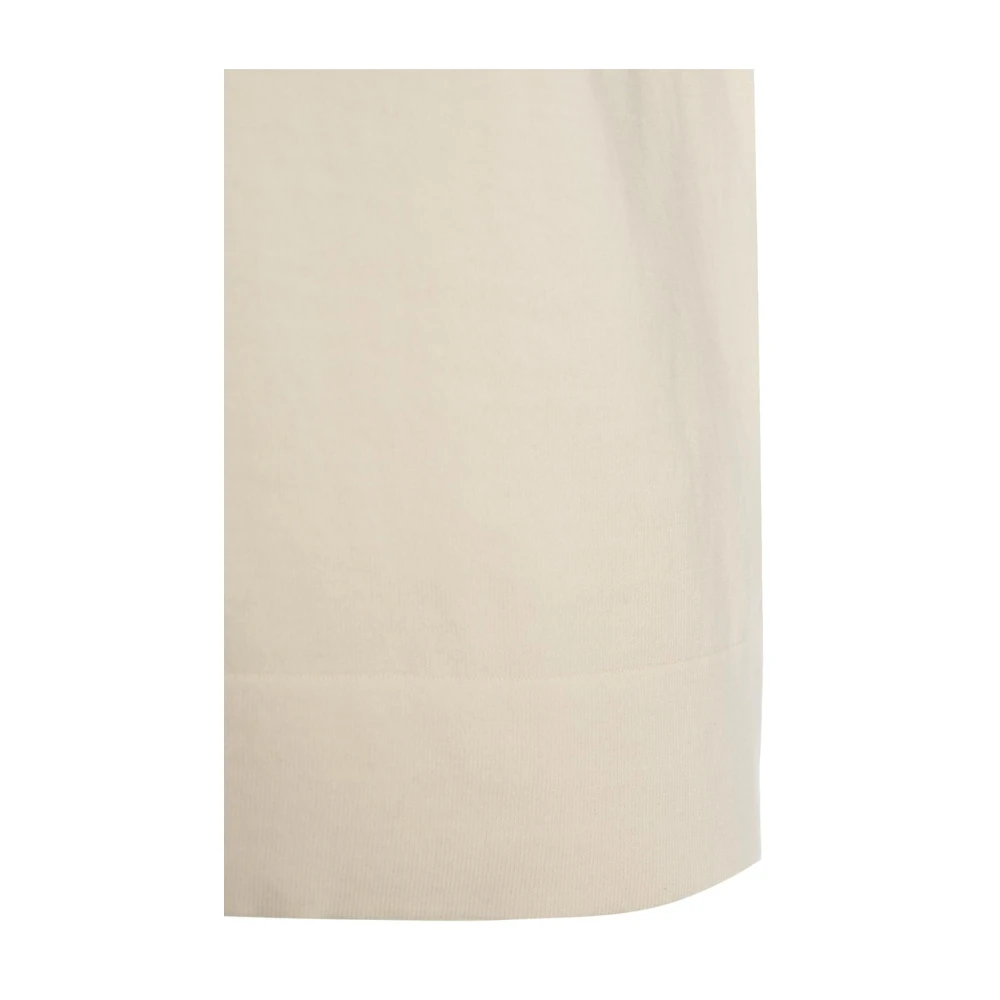 Paolo Pecora Wit Gebreid T-shirt met Geribbelde Kraag Beige Heren