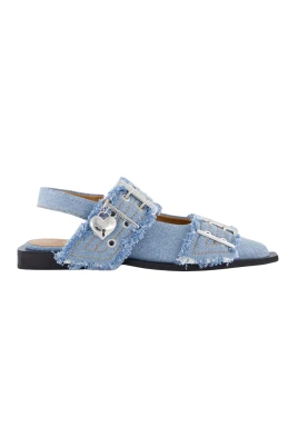 Chunky Buckle Ballerina i blått