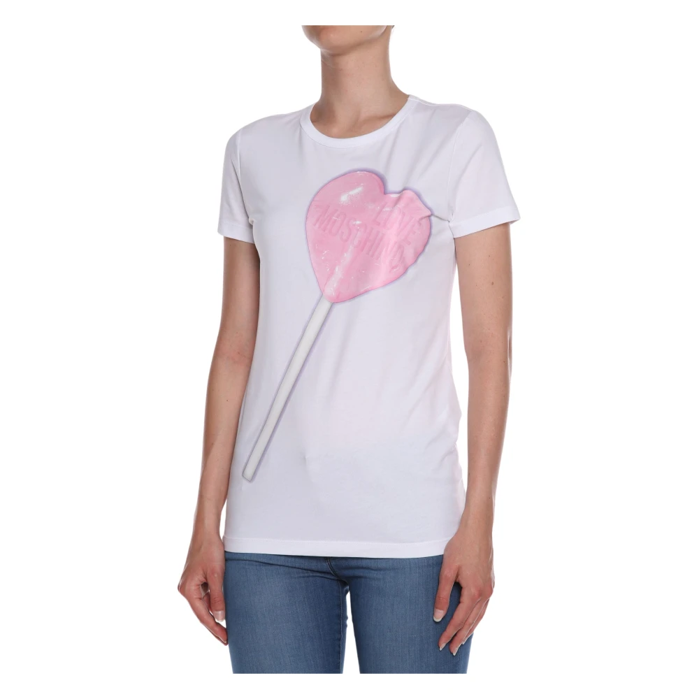 Love Moschino Katoenen T-Shirt met Grafische Print White Dames