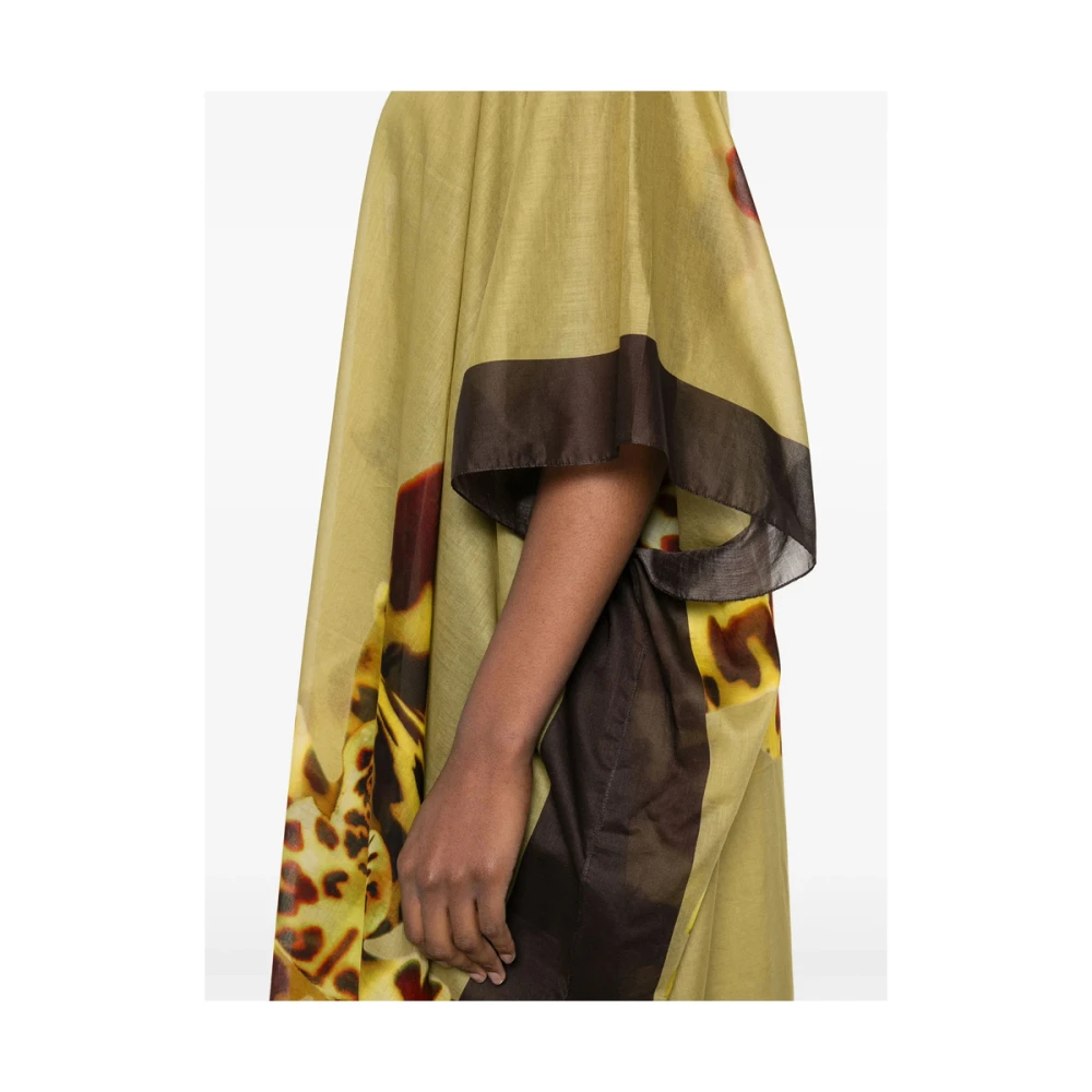 Dries Van Noten Fern Green V-Neck Fringed Shirt Multicolor Dames