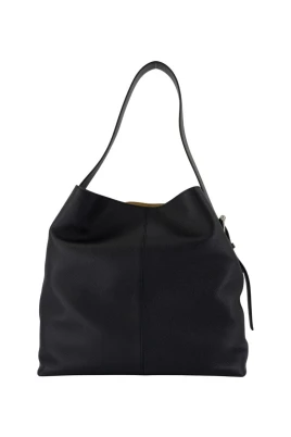 Svart Läder T-Bar Shopper Väska