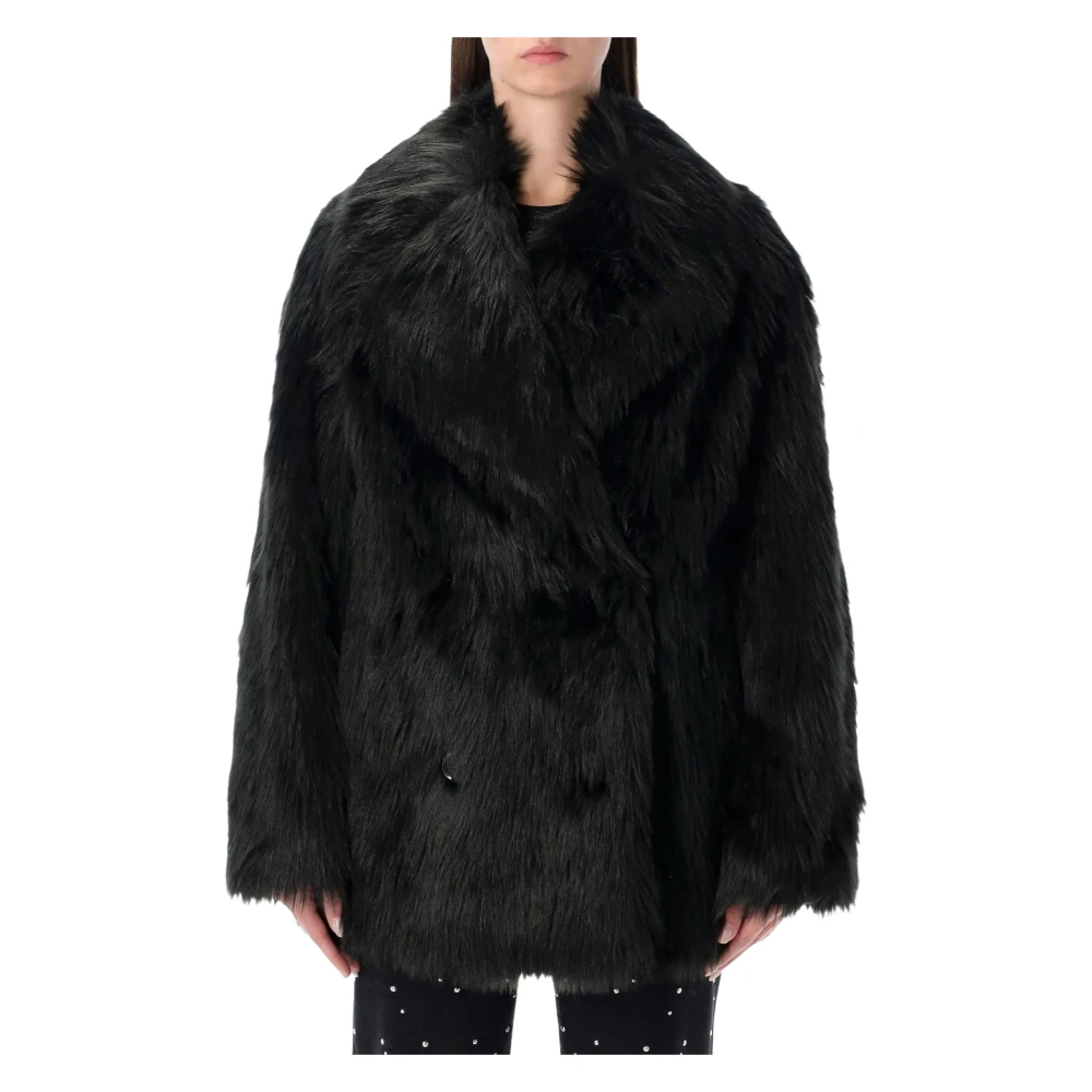 Stand Studio Women's Black Faux Fur & Shearling Jackets, S, Faux Shearling Jacket
