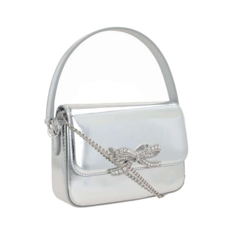 Self Portrait Zilver Metallic Handtas met Kristalstrik Gray Dames