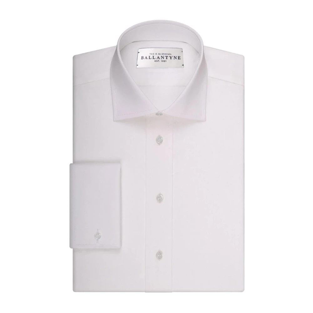 Ballantyne Witte Katoenen Spread Kraag Shirt White Heren