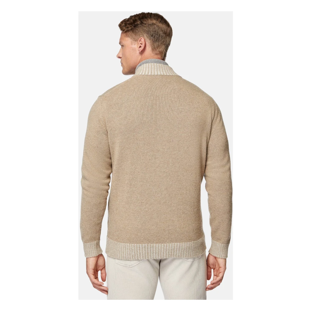 Boggi Milano Cashmere Blend Volledige Rits Jumper Beige Heren