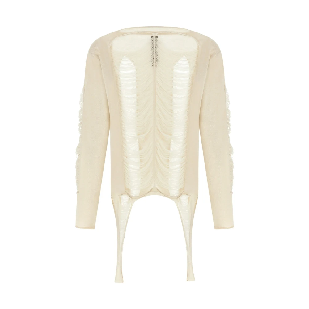 Rick Owens Witte Geribbelde Strap Sweater White Heren