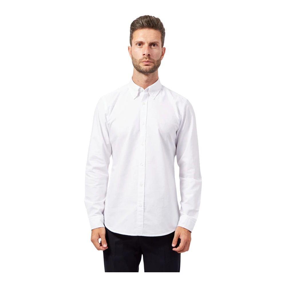 Hugo Boss Witte Oxford Overhemd met Natuurlijke Wassing White Heren